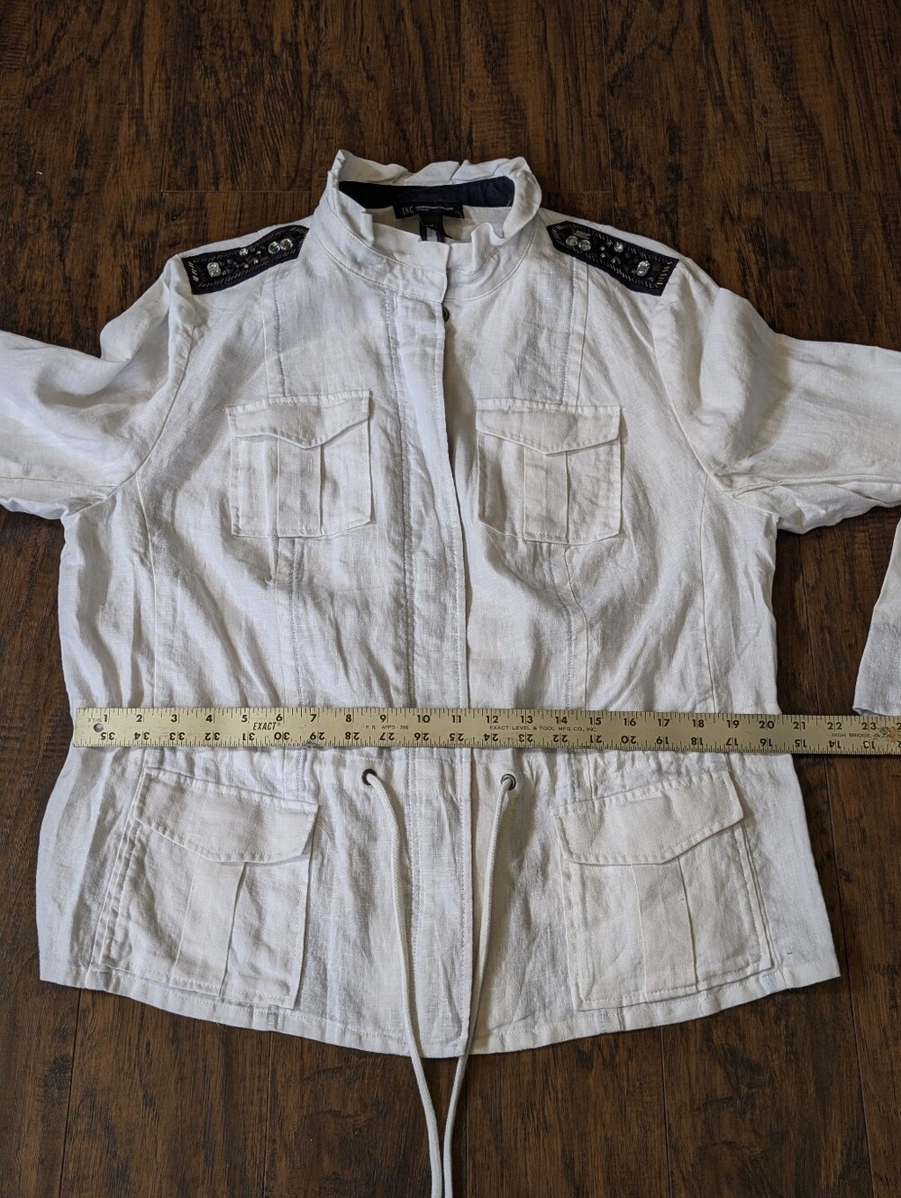 INC international concepts sz 1X women's linen jacker Drawstring Utility Jacket - Picture 7 of 9
